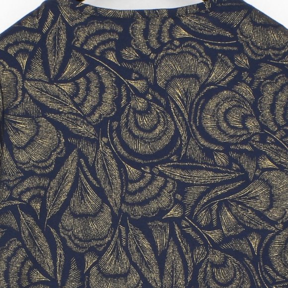 Karen Scott Women Plus Size Blue 3/4 Sleeve Henley Button Neck Printed Top - Picture 6 of 6